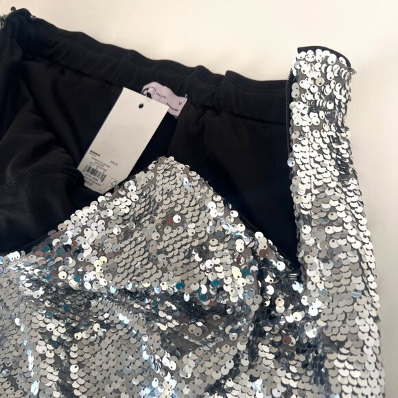 Silver Sequins Skorts Women Size Medium - Picture 6 of 10